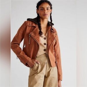 NWOT Free People Harriett Vegan Suede Hooded Moto Jacket medium